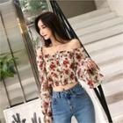 Off-shoulder Floral Cropped Top
