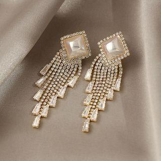 Sterling Silver Rhinestone Fringed Earring