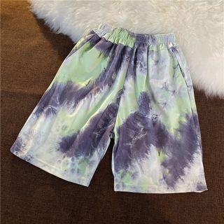 Elastic Waist Graffiti Print Shorts