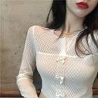 Bow Detail Long-sleeve T-shirt White - One Size