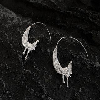 Melting Alloy Open Hoop Earring 1 Pair - Hook Earring - Melting - Silver - One Size