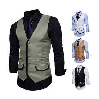 V-neck Contrast Trim Vest