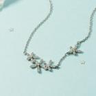 Flower Rhinestone Pendant Necklace Necklace - Silver - One Size