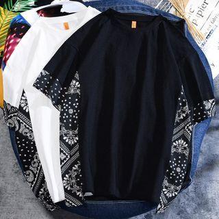 Short-sleeve Panel Print T-shirt