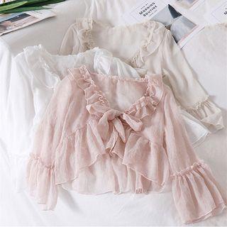 Ruffle Tie-front Chiffon Jacket