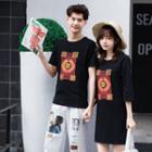 Couple Matching T-shirt / Printed 3/4-sleeve Dress