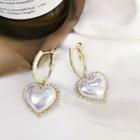 Heart Earring 1 Pair - My32477 - Gold & White - One Size