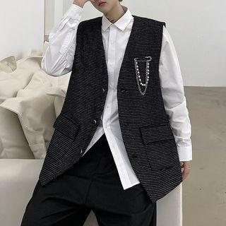 Safety Pin Accent Tweed Vest