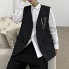 Safety Pin Accent Tweed Vest