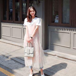 Spaghetti-strap Lace Overlay Dress