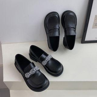 Round-toe Block Heel Loafers
