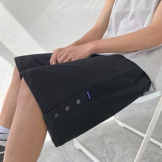 Button Wide-leg Sweatshorts