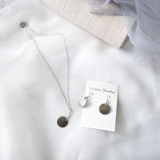 Alloy Disc Dangle Earring / Pendant Necklace