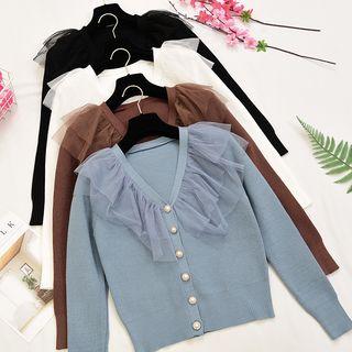 Mesh Ruffle Cardigan