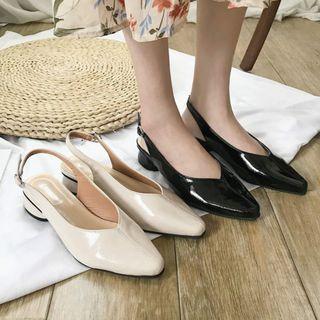 Patent Almond Toe Slingback Sandals