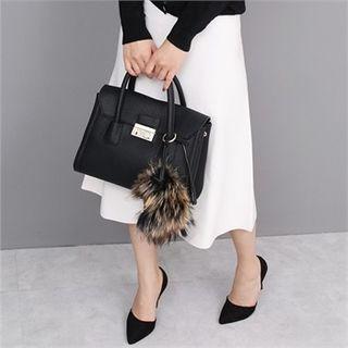 Snap-button Tote Bag With Strap