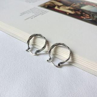 925 Sterling Silver Twisted Hoop Earring As Shown In Figure - One Size