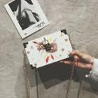 Embroidered Faux Leather Crossbody Box Bag