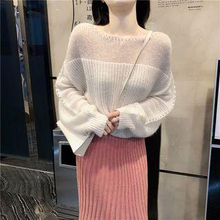 Panel Knit Sweater Sweater - White - One Size