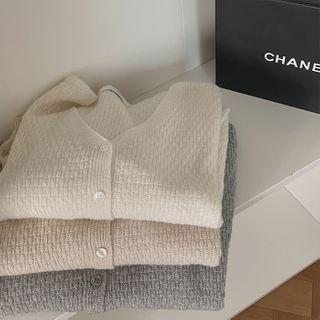 Cashmere Blend Waffle Cardigan