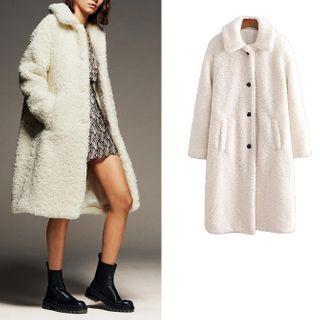 Fluffy Longline Button Coat