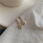 Four-leaf Clover Pearl Earrings  - [golden] A Pair Of Ear Pins