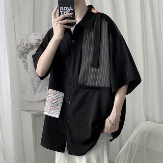 Short Sleeve Patch Oversized Shirt
