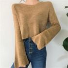 Bell-sleeve Cropped Knit Top