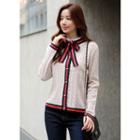 Tie-neck Cable-knit Cardigan