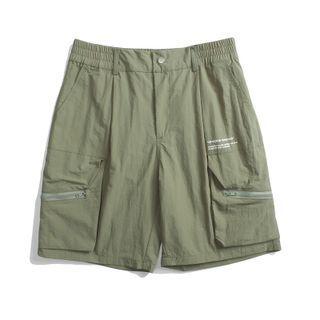 Cargo Letter Print Wide Leg Shorts