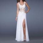 Strappy Backless Lace Evening Gown