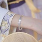 Embossed Sterling Silver Open Bangle Sl0552 - 1 Pc - Silver - One Size