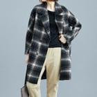 Plaid Double Breasted Coat Plaid - Black - One Size