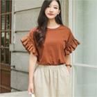 Frilled Dolman-sleeve T-shirt