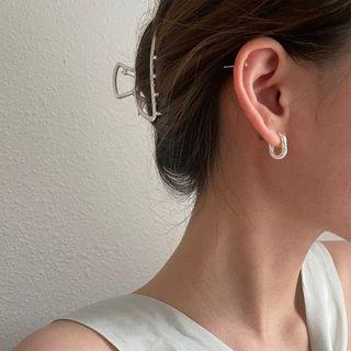 Textured Sterling Silver Earring 1 Pair - Silver - One Size