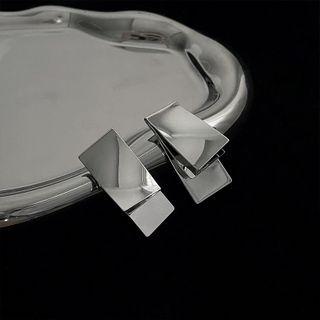 Irregular Rectangular Drop Earring 1 Pr - Silver - One Size