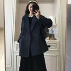 Double-breasted Coat / Midi A-line Skirt