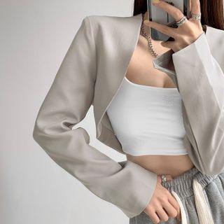 Slim-fit Open-front Crop Blazer