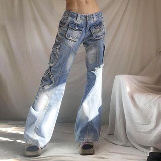 Low-rise Washed Wide Leg Bootcut Jeans