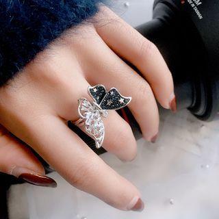 Butterfly Ring Black & Silver - One Size