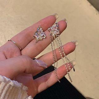 Rhinestone Fringed Alloy Earring 1 Pair - Silver Stud - Silver - One Size