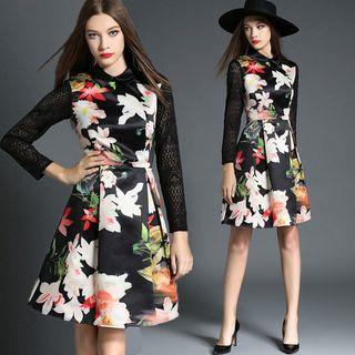 Lace Long-sleeve Floral Dress
