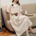 Short-sleeve Flower Bow Lace Trim Sleep Dress
