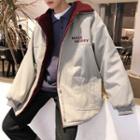 Letter Embroidered Padded Button Coat