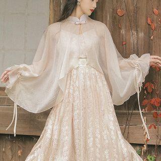Ruffled Chiffon Jacket Almond - One Size