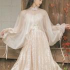 Ruffled Chiffon Jacket Almond - One Size
