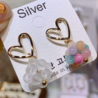 Faux Crystal Alloy Heart Dangle Earring As Shown In Figure - One Size