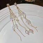 Rhinestone Chain Drop Earring Silver Earring - Gold - One Size