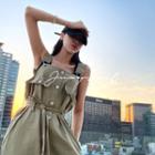 Sleeveless Flap Wide-leg Jumpsuit