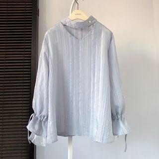 Mock Two-piece Cutout Mesh Top Blue - One Size